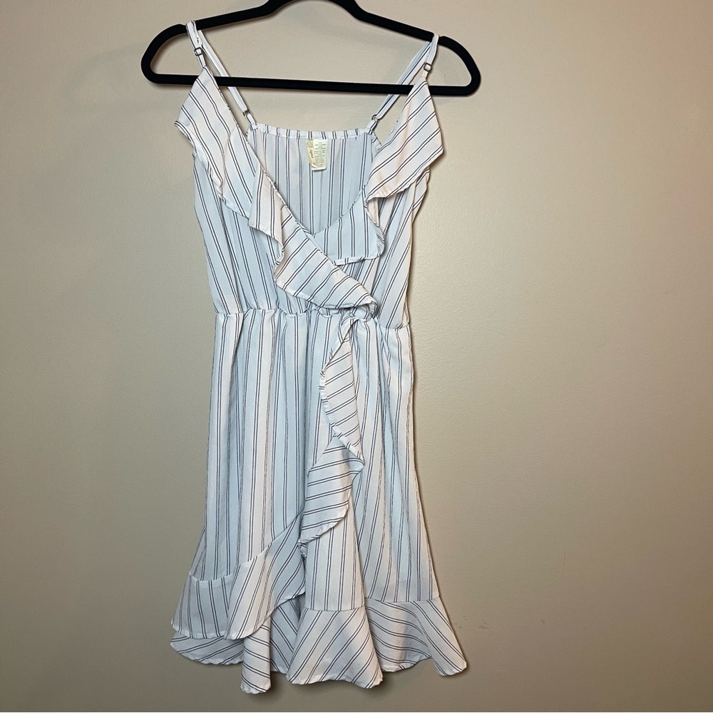 Japna Blue and White Ruffled Spaghetti Strap Sundress
